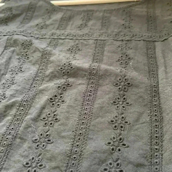 RAFAELLA deep  black summer tunic with lace panel on the front, cotton/modal - Picture 7 of 8